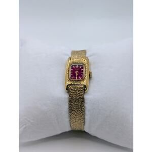 Seiko Vintage Ladies Gold Tone Manual Wind Watch Purple Dial Model 3607119 Japan